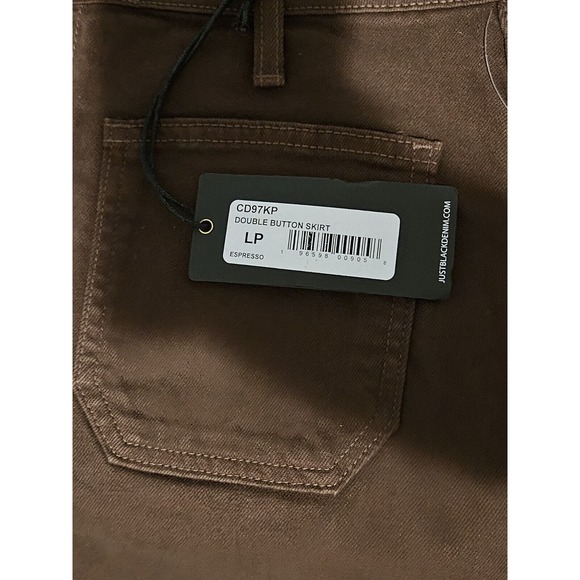 JUST BLACK DENIM Double Button Junior Size L Espresso Mini Skirt NWT - Picture 4 of 5